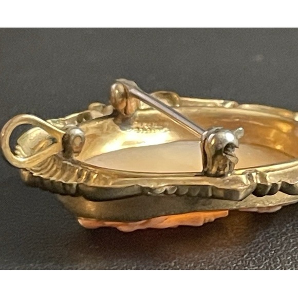 Gold Filled Shell Cameo Brooch Pendant Hand Carved 1/20 12k GF Vintage - Picture 6 of 14